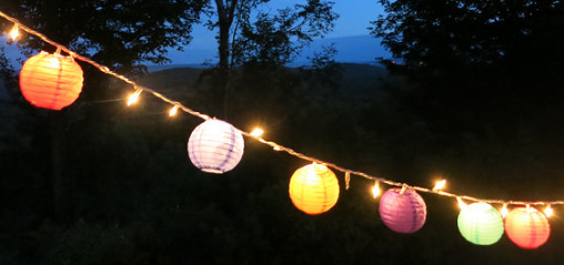 party lanterns at dusk